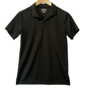 Boys Izod Shirt Uniform Polo Size L‎ (14/16) Black Short Sleeve